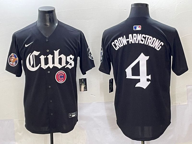 Men 2025 Chicago Cubs #4 Crow-Armstrong Black Five generations Joint Name Nike MLB Jersey style 18->chicago cubs->MLB Jersey